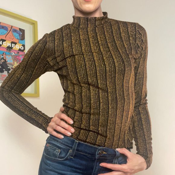 Guess Mock Turtleneck Top with Glitz - Picture 1 of 12